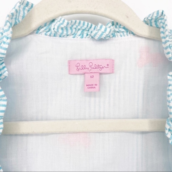 LILLY PULITZER BLUE SEERSUCKER STRIPED DRESS WITH TIGERS - Picture 9 of 9